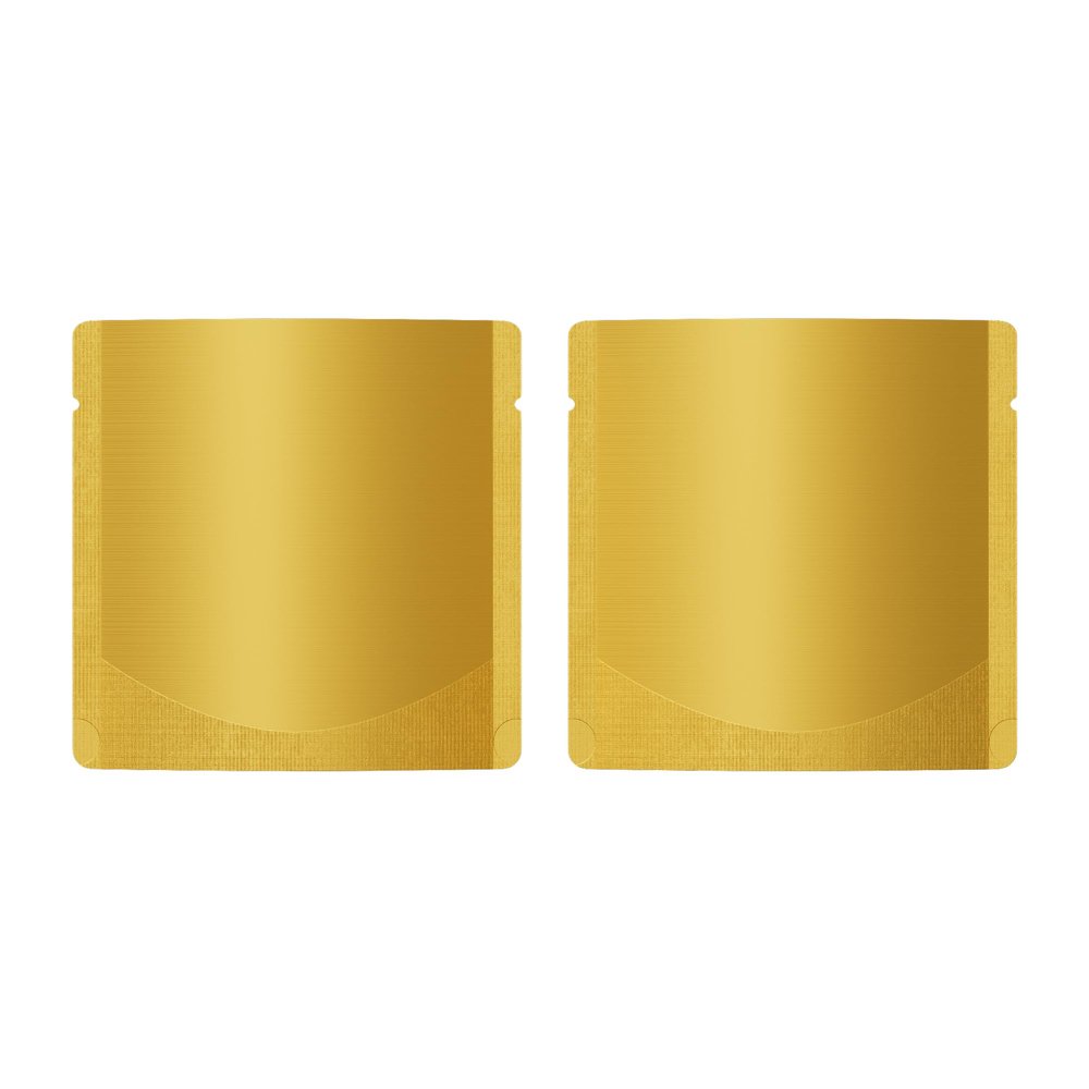 100 Double-Sided Matte Colored Square Aluminum Foil Stand Up Pouch Heat Sealable Food Storage Bags (3" x 3") (Gold)