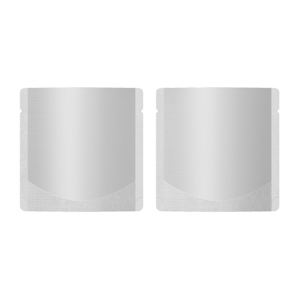 100 Double-Sided Matte Colored Square Aluminum Foil Stand Up Pouch Heat Sealable Food Storage Bags (3" x 3") (Silver)