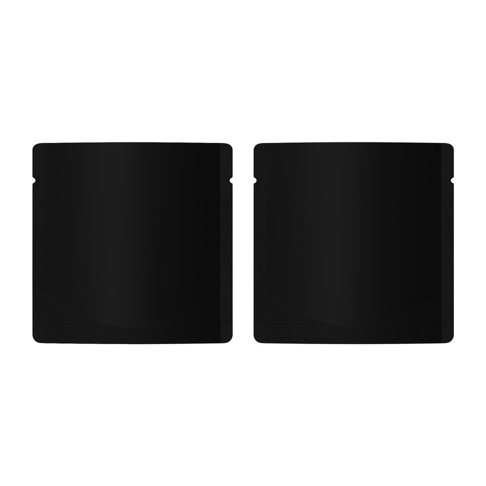 100 Double-Sided Matte Colored Square Aluminum Foil Stand Up Pouch Heat Sealable Food Storage Bags (3" x 3") (Black)