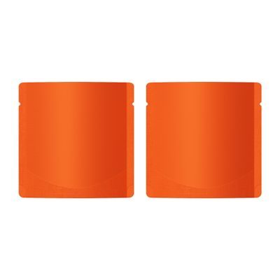 100 Double-Sided Matte Colored Square Aluminum Foil Stand Up Pouch Heat Sealable Food Storage Bags (3" x 3") (Orange)