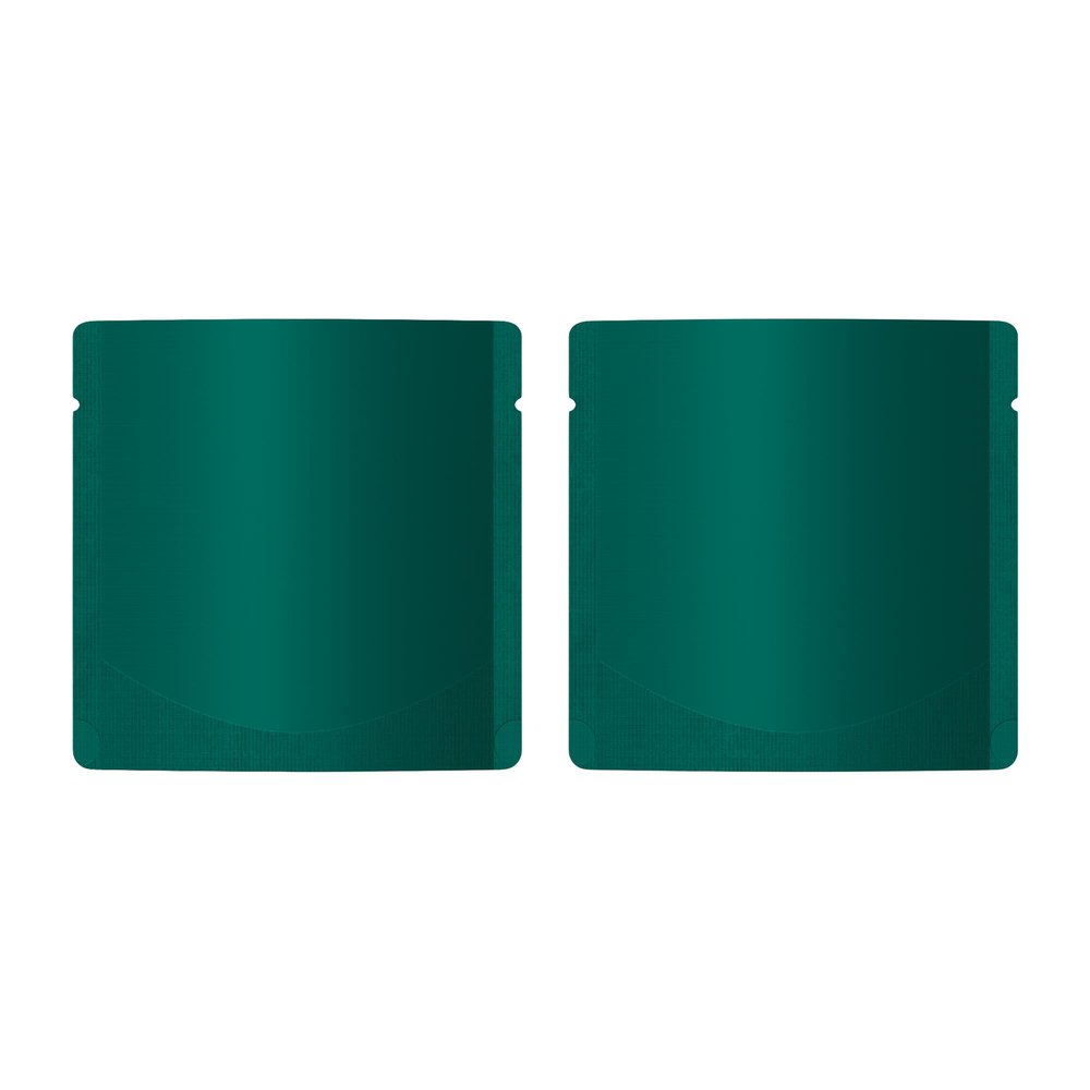 100 Double-Sided Matte Colored Square Aluminum Foil Stand Up Pouch Heat Sealable Food Storage Bags (3" x 3") (Green)