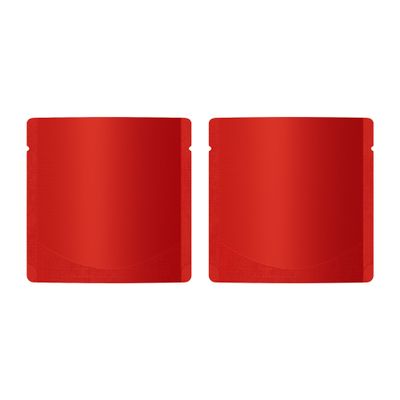 100 Double-Sided Matte Colored Square Aluminum Foil Stand Up Pouch Heat Sealable Food Storage Bags (3" x 3") (Red)