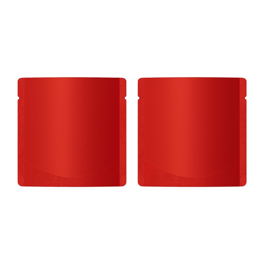100 Double-Sided Matte Colored Square Aluminum Foil Stand Up Pouch Heat Sealable Food Storage Bags (3" x 3") (Red)