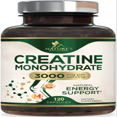 Creatine Monohydrate Capsules 3000mg  Best Micronized Creatine Powder - Supports Lean Muscle, Strength, Energy, & Endurance - Nature's Supplement, Non-GMO, Gluten Free for Women & Men - 120 Capsules