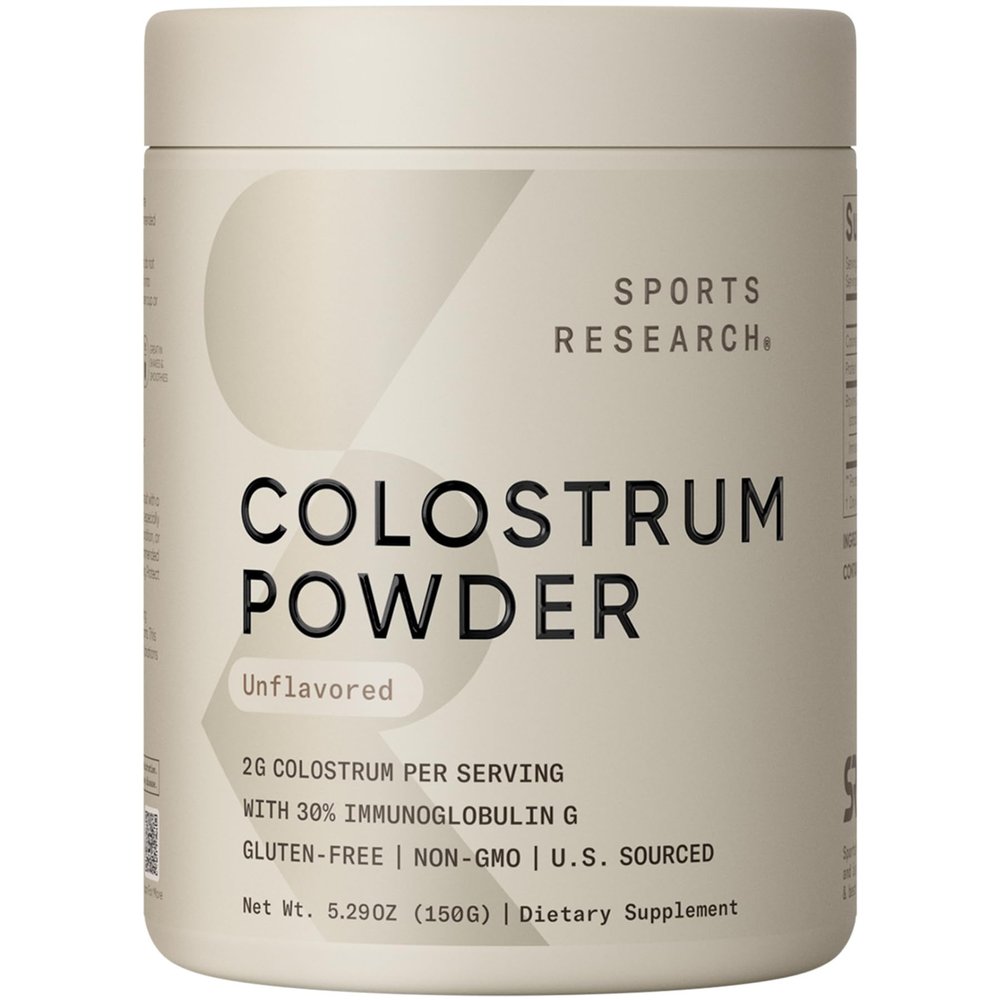 Sports Research Bovine Colostrum Powder  Easy to Mix, Single Ingredient Superfood  Immunity Support & Gut Health w/IgG Antibodies - U.S. Sourced  Non-GMO  Gluten Free - 75 Servings (Unflavored)