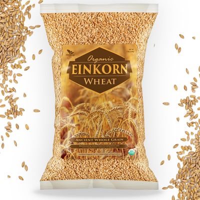 Einkorn Wheat Berries - 100% Certified Organic Einkorn Whole Wheat Grain (5 pounds) by PowerGrow Systems (Einkorn Wheat Berries 5 Pounds)
