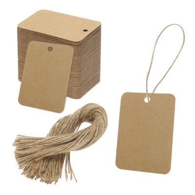 MECCANIXITY 100Pcs Kraft Paper Gift Tags with String,16x23.6 Inch Wood Pulp Paper Labels Brown Gift Bags Tag for Price Tags,Christmas Gifts, DIY Crafts, Wedding, Party Favors