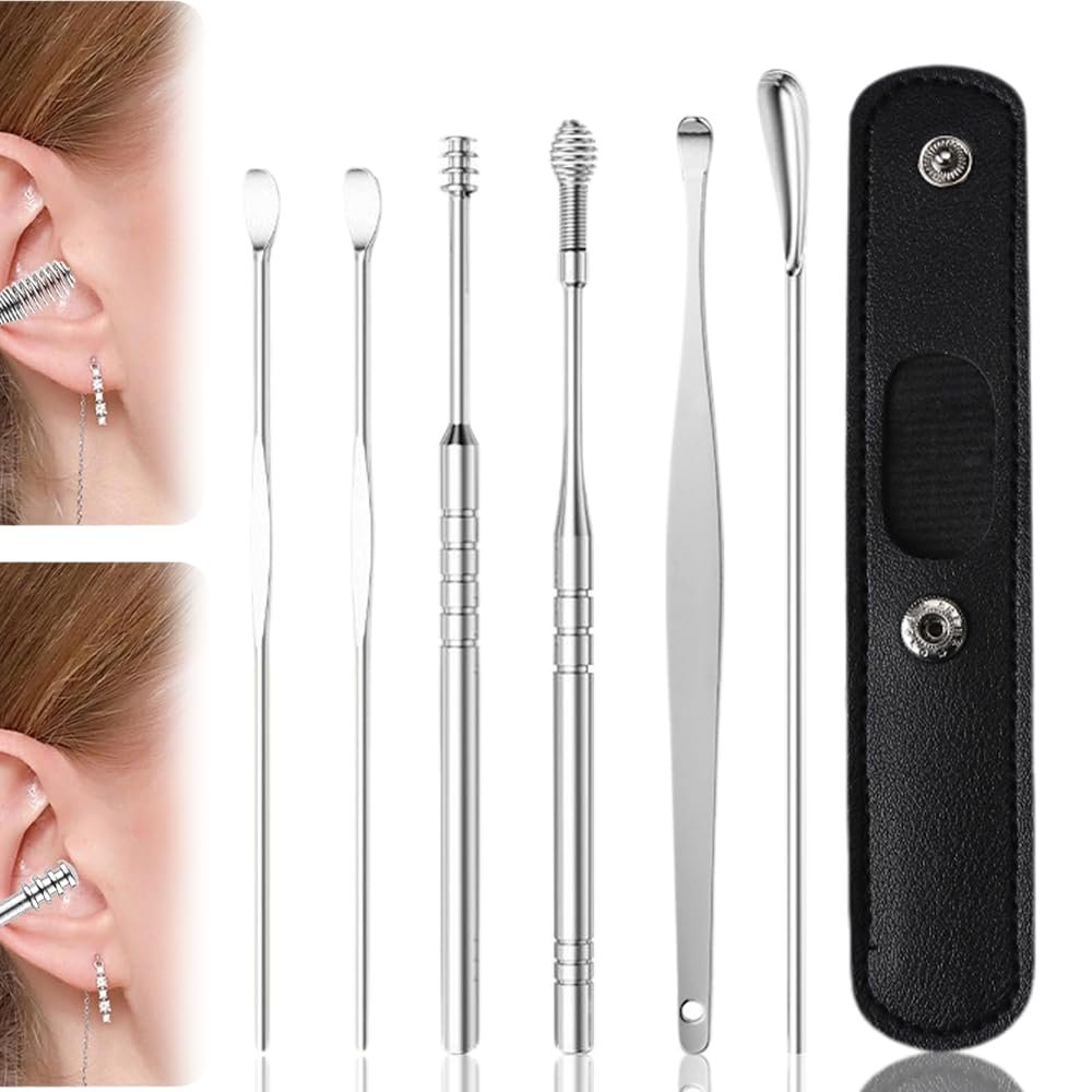 2024 New Earwax Cleaner Tool Set, Ear Wax Removal Tool Ear Cleaning Kit, Upgrade Portable Ear Pick Earwax Removal Tool Ear Cleaning Kit with Storage Box (Black)