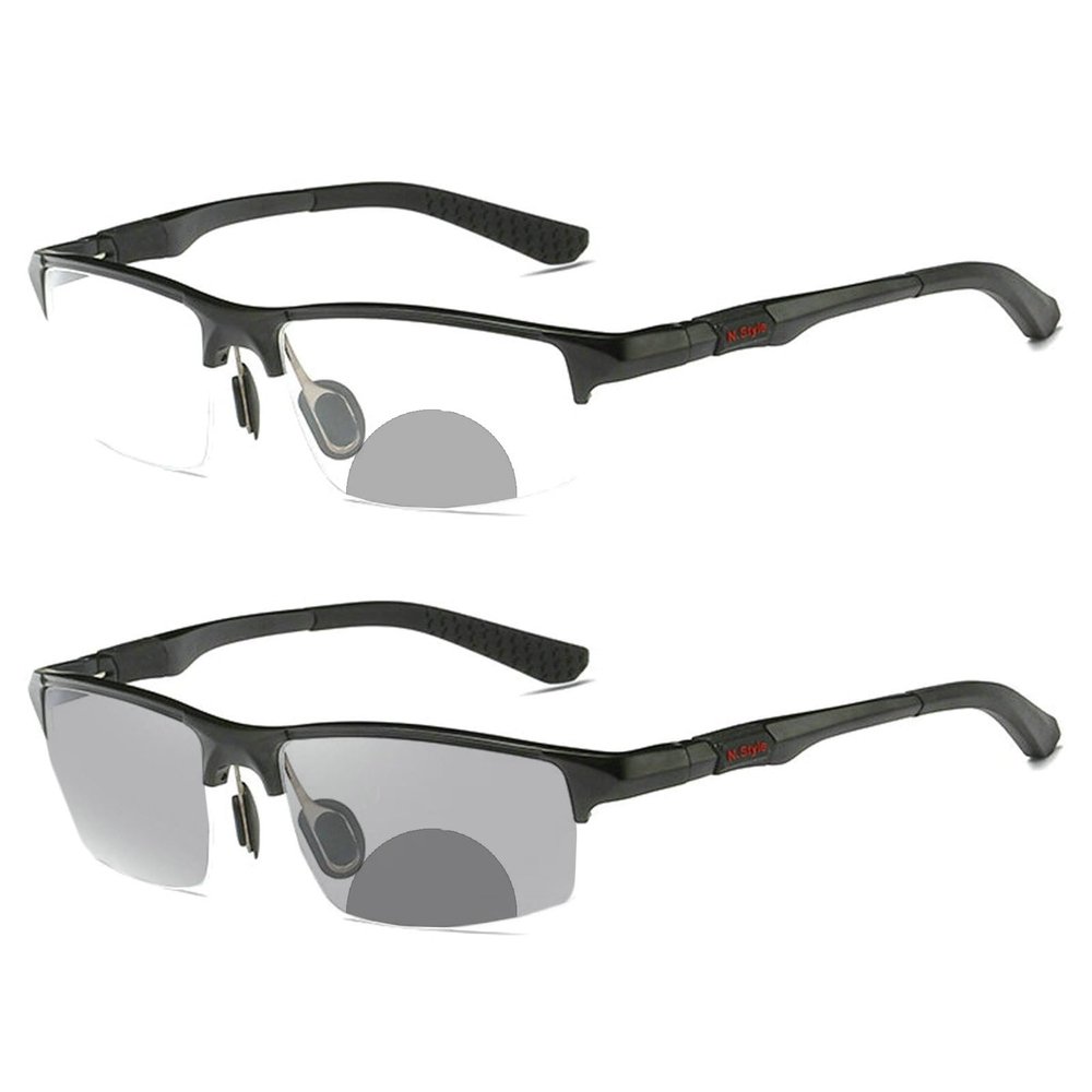 willochra Sports Transition Photochromic Bifocal Reading Glasses for Men Safety Glasses with Readers Wrap Around sunglasses F28 (black, 2.5, x)