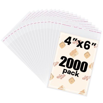 2000 Pcs Resealable Cellophane Bags 4"X6" Self Sealing Opp Cello Bag Opp Poly Bags Clear Cello Plastic Bag for Prints Photos Cards Envelopes Bakery Cookies Gifts Favors