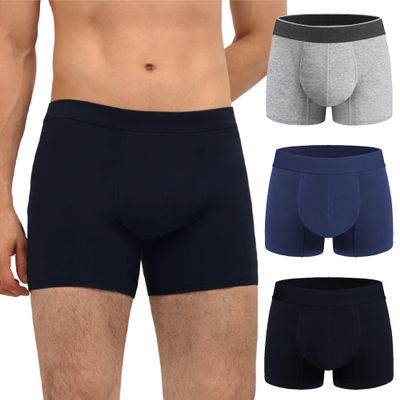 IRISMORII Incontinence Underwear for Men Washable Urinary Leak Proof Absorbent Boxer Brief Male Bladder Leakage Protection 3 Pack (Black Gray Dark Blue M)