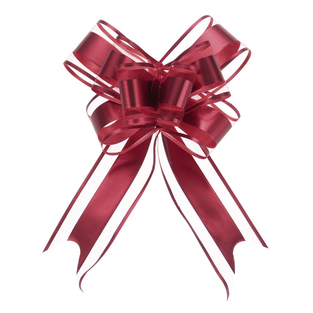 uxcell 20pcs 8 Inch Giant Large Pull Bow Gift Wrapping Organza Bows Ribbon Wine Red for Wedding Baskets Presents Christmas
