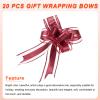uxcell 20pcs 8 Inch Giant Large Pull Bow Gift Wrapping Organza Bows Ribbon Wine Red for Wedding Baskets Presents Christmas view 4