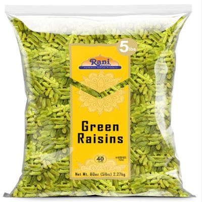Rani Green Raisins 80oz (5lbs) 2.27kg Bulk ~ All Natural | Gluten Friendly | Non-GMO | Kosher | Vegan | Product of USA