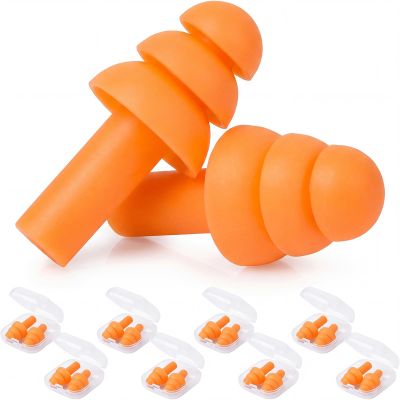24 Pair Orange Ear Plugs Bulk NRR 29dB Reusable Silicone with Plastic Cases - Soft Foam for Sleeping, Noise Cancelling, Concerts, Shooting, Swimming, Noise Reduction