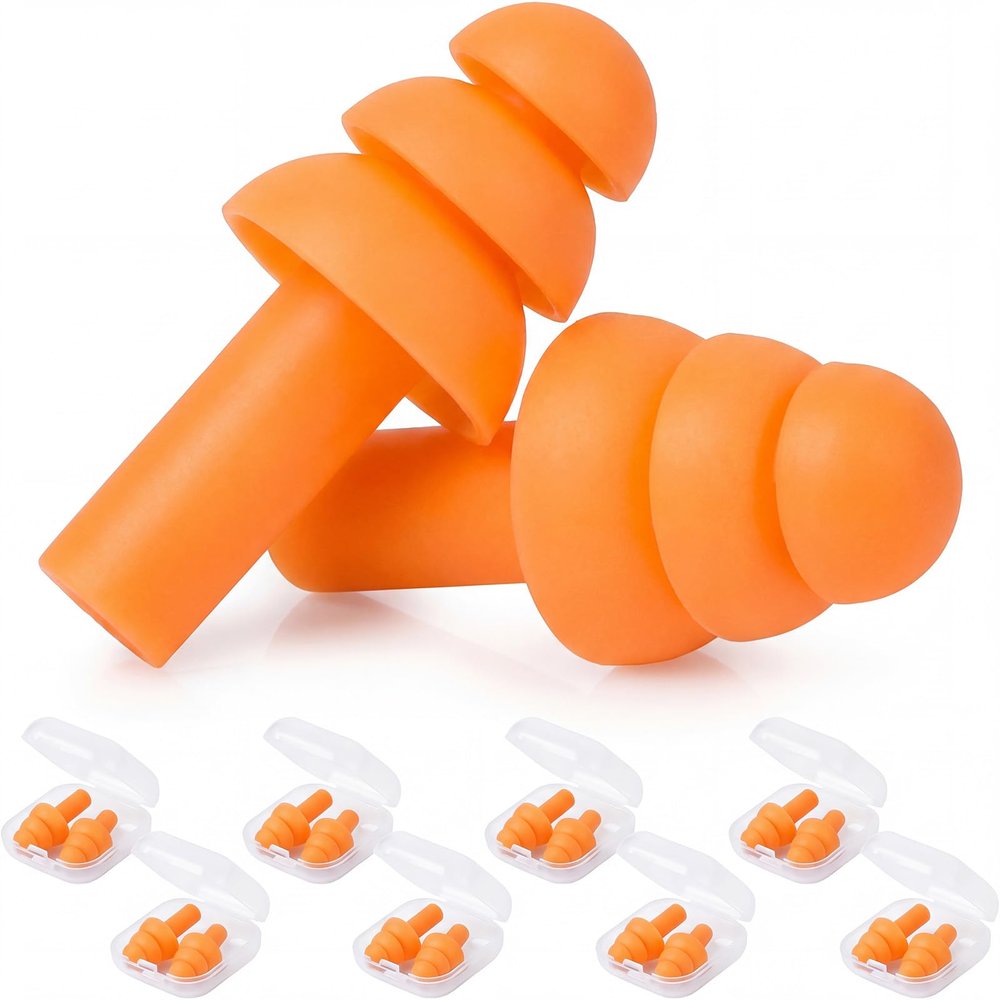 24 Pair Orange Ear Plugs Bulk NRR 29dB Reusable Silicone with Plastic Cases - Soft Foam for Sleeping, Noise Cancelling, Concerts, Shooting, Swimming, Noise Reduction