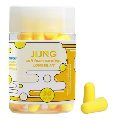 Jijng Soft Foam Earplugs, Longer Fit, 33db SNR, Set of 30 Pairs,Comfortable Ear Plugs for Sleeping, Snoring, Loud Noise and Travel