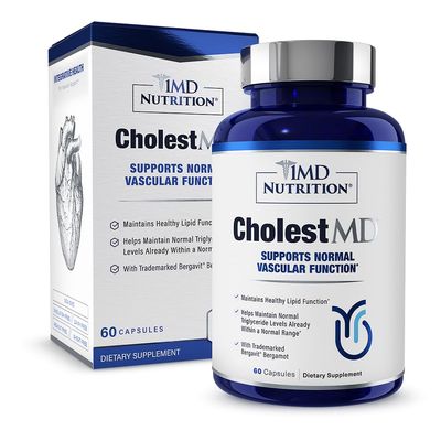1MD Nutrition CholestMD with Olive Leaf Extract, Bergavit, Niacin, Garlic | 60 Capsules