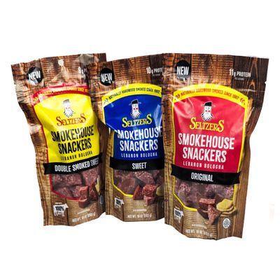 Lebanon Bologna Smokehouse Snackers, Original (2 x 10 oz bag), Sweet (2 x 10 oz bag) & Double Smoked (2 x 10 oz bag)
