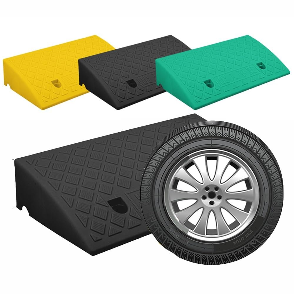 ZYXQQJ 3" 4" 5" Rise Rubber Curb Ramps, Threshold Ramp, Non-Slip Wheelchair Ramps, Portable Kerb Ramp Steps Pad for Driveway, Loading Dock, Sidewalk(Black,49x27x11cm)
