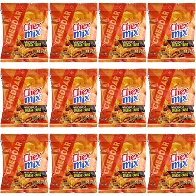 Chex Mix Cheddar Savory Snack Mix, Value Pack Bundled by SUPERDEALS 1.75 Oz Bag, Cheddar, Pack of 12 with mystery gift
