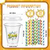 Boao 36 Sets Hero Party Cups with Lids and Paper Straws 14 oz Hero Birthday Party Supplies Favors Disposable Clear Plastic Cups Bulk view 2