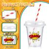 Boao 36 Sets Hero Party Cups with Lids and Paper Straws 14 oz Hero Birthday Party Supplies Favors Disposable Clear Plastic Cups Bulk view 3