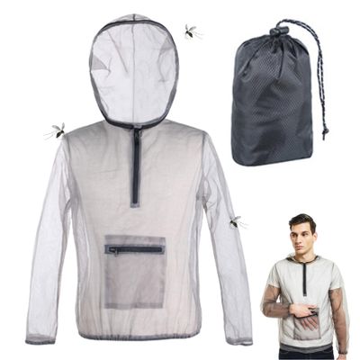 Pastoralist Mosquito Jacket Mesh Midge Jacket with Hood Size XL Breathable Mesh Midge Net Clothing for Men & Women Fishing, Hiking, Camping Outdoor Protection from Flies, Mosquito Clothes