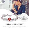 GLOMGORGE Medical Alert Bracelets For Women - Silver Medical Bracelet With Heart Chains, Stainless Steel Women ID Bracelets Engraved Emergency Information Bracelets view 4