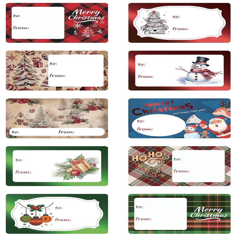100 Count Large Foil Christmas Sticker Labels,Self Adhesive Gift Stickers Holiday Gift Name Decals for Present/Wrapping Paper Decorations
