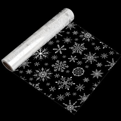 SULOLI 100 Ft x 32 In Christmas Cellophane Wrap Roll - Xmas Snowflakes Cellophane Wrap for Christmas Gift Baskets Flowers Party Decoration