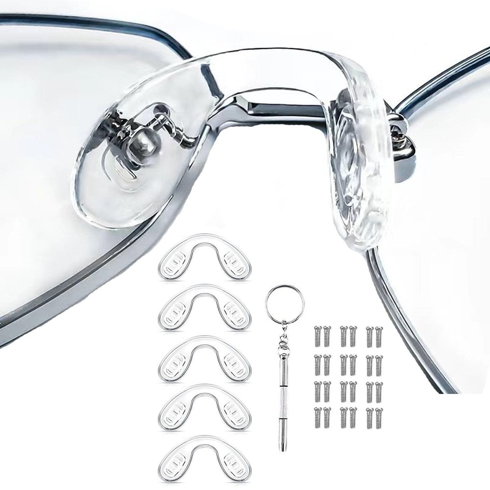 5 pcs Eyeglasses Nose Pads,U Shaped Eyeglasses Nose Pads Screw-in Eyeglass Nose Piece Soft Silicone Nose pad for Eye Glasses Sunglass EyewearM Size