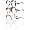 MMOWW 4 Pack Oversized Aviator Reading Glasses for Women Men Retro Double Bridge Pilot Style Blue Light Blocking Computer Readers, Black/Tortoise/Grey Tortoise/Transparent +2.5 view 1
