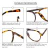 MMOWW 4 Pack Oversized Aviator Reading Glasses for Women Men Retro Double Bridge Pilot Style Blue Light Blocking Computer Readers, Black/Tortoise/Grey Tortoise/Transparent +2.5 view 4