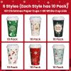 SUREPHON Christmas Cups, 60 Pack 16 Oz Christmas Disposable Coffee Cups with Lids, To Go Coffee Cups, 6 Designs Coffee Drinking Paper Cups for Hot Chocolate, Hot Cocoa, Xmas Dinner Party view 3