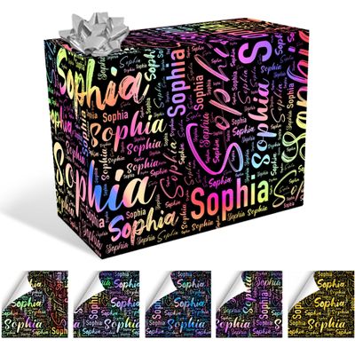 IdeaFlash Custom Gift Wrapping Paper with Name, Personalized Birthday Christmas Wrapping Paper Rolls with Text for Kids Friends Him Her Men Women for Birthday Wedding Party Xmas 58"x23"