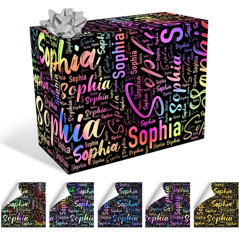 IdeaFlash Custom Gift Wrapping Paper with Name, Personalized Birthday Christmas Wrapping Paper Rolls with Text for Kids Friends Him Her Men Women for Birthday Wedding Party Xmas 58"x23"