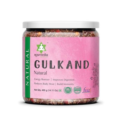 Ayurvedix Raw Gulkand - Gulkand Organic Jar Pack - Rose Petal Jam (400g, Pack of 3)