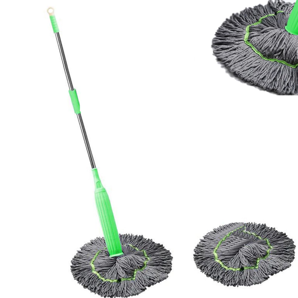 2 in 1 Dehydrated Mop, Self-Wringing Twist Mops, Floor Spin Mop System with Wringer Set, 360 Degree Spin Round Self Wringing Wall Cleaning Mop for House Bathroom Floor (Mop+Replacement Head)