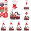 Cholemy 6 Sets, 12 x 10 Large Red Christmas Baskets, Empty Gift Baskets, DIY Cardboard Basket with Handles, Ideal for Christmas & Holiday Parties(Snowman) view 1