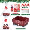 Cholemy 6 Sets, 12 x 10 Large Red Christmas Baskets, Empty Gift Baskets, DIY Cardboard Basket with Handles, Ideal for Christmas & Holiday Parties(Snowman) view 3
