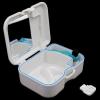 Portable False Teeth Container with Denture Cleaner Brush, Denture Cup with Mirror for Cleaning Household Office Travel view 3
