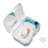 Portable False Teeth Container with Denture Cleaner Brush, Denture Cup with Mirror for Cleaning Household Office Travel view 4