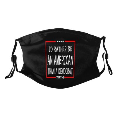 Rqwaaed I'd Rather Be An American Than A Democrat Face Mask Washable Reusable Adults Breathable With 2 Filters