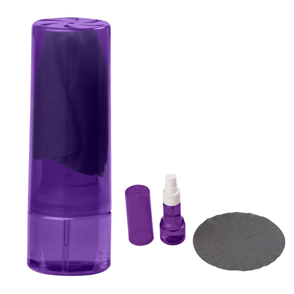 1 Oz. Cleaning Spray with Microfiber Cloth Customized with Text Name or Personalized Image $2.67 Each - Sold in Pack of 100 - Purple