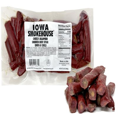 Iowa Smokehouse Cheesy Beef Sticks Ends and Pieces, Jerky Beef Tips, Bulk Beef Snack Ends and Curls 24 Ounce (24 Ounce, Cheesy Jalapeno)