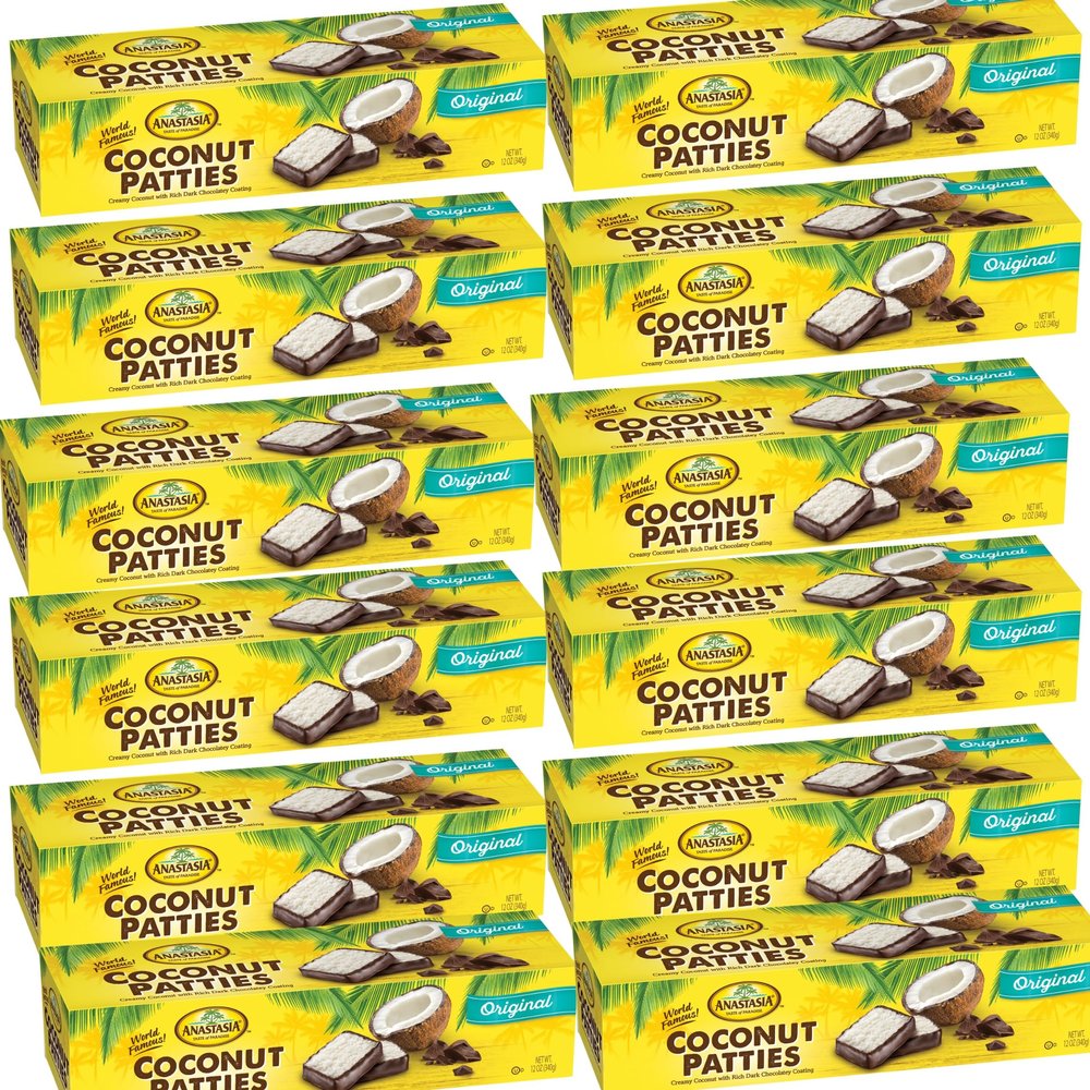 Coconut Patties, Chocolate, Anastasia Confections Coconut Patties, Coconut Original, Patties, Coconut Patties, Anastasia Coconut Patties Original, Florida Candy, Coconut Candy (12 pack)
