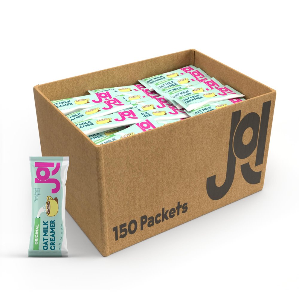 Instant Oat Milk Creamer Case by JOI - 150 Single Servings - Vegan, Kosher, Shelf-Stable, and Gluten-Free - Use for Coffee Creamer, Add to Smoothies & Tea or Make Your Own Oat Milk Creamer. Prebiotic, Superfood, Shelf-Stable, Barista, Fortified with 