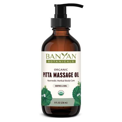 Banyan Botanicals Pitta Massage Oil  Organic Massage Oil Infused with Ayurvedic Herbs  with Gotu Kola and Guduchi (Tinospora cordifolia)  8 oz.  Non-GMO Sustainably Sourced Abhyanga Massage Oil