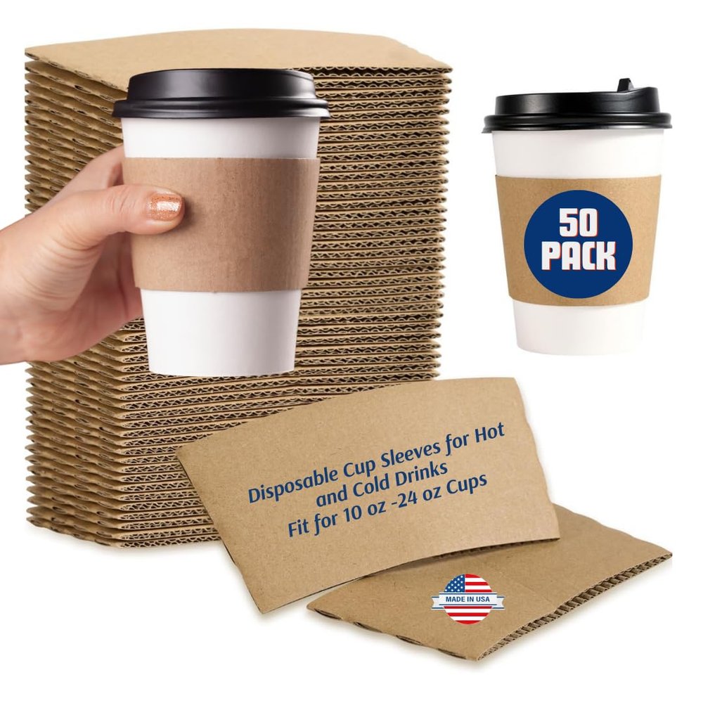 AMAZING GOODS Disposable White Paper Cups, Hot Coffee Cups - Eco-Friendly Hot Cup (50, Sleeves)